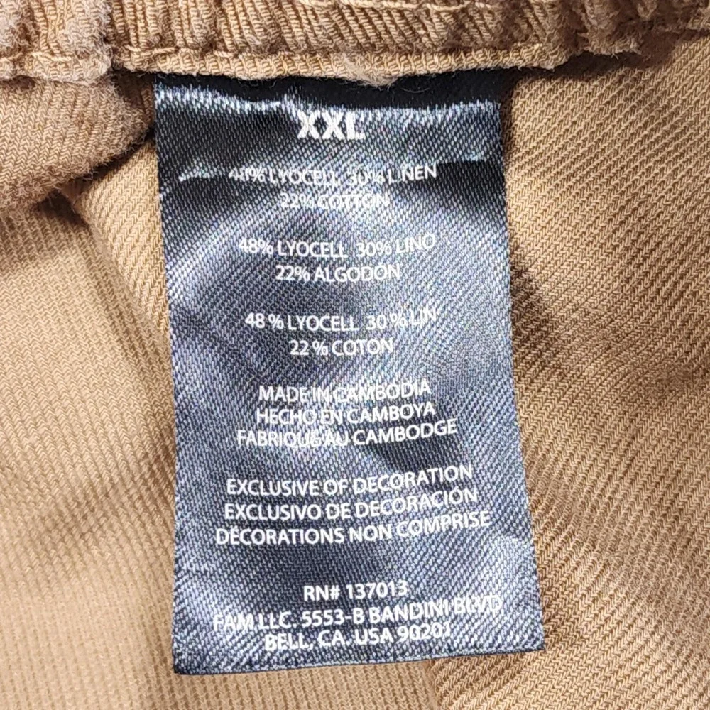 Banana Republic Pants Womens XXL Beige Linen Blend Twill Crop Pull On Pockets